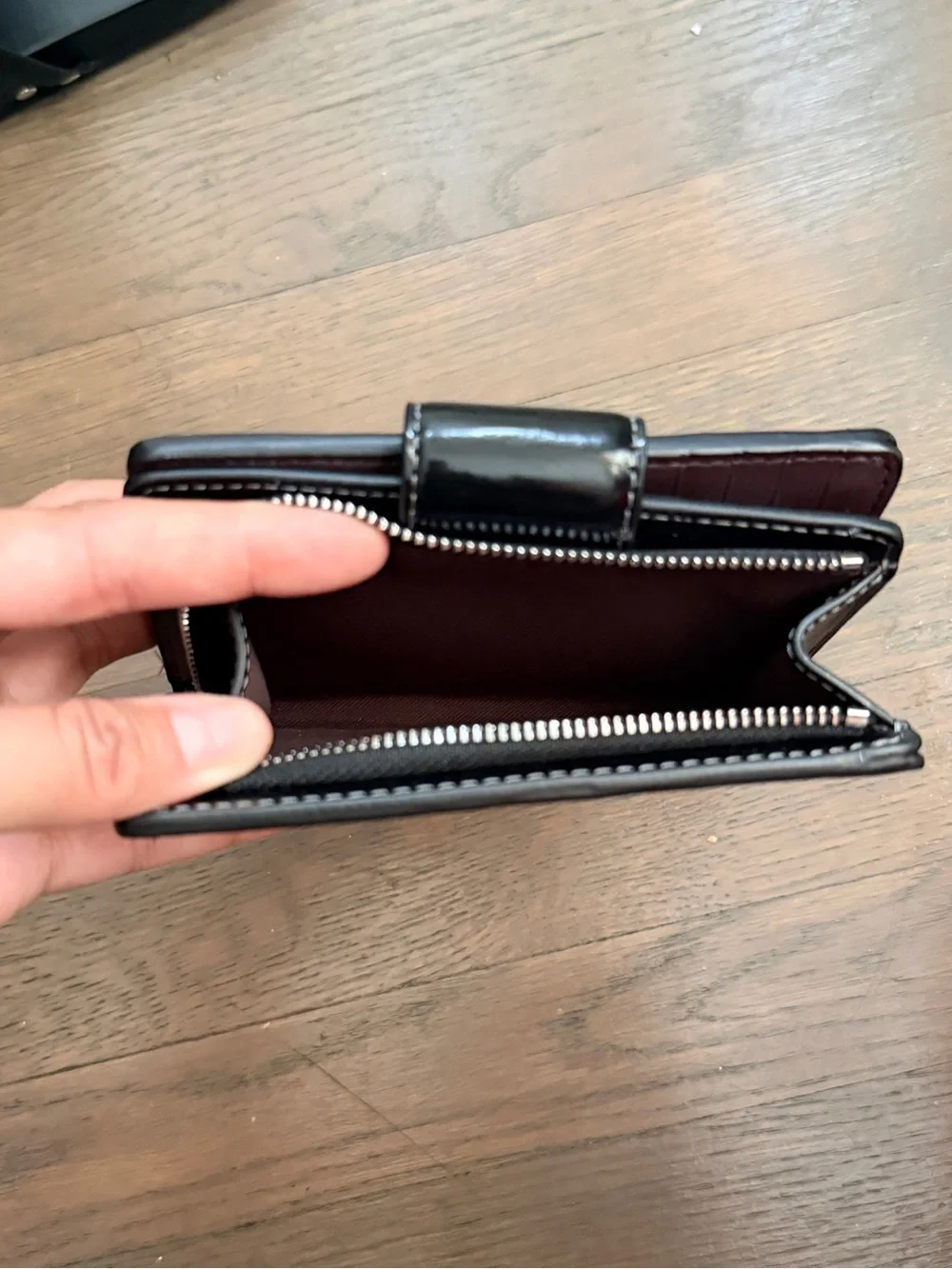 Coach Black Leather Compact Zip Card Case